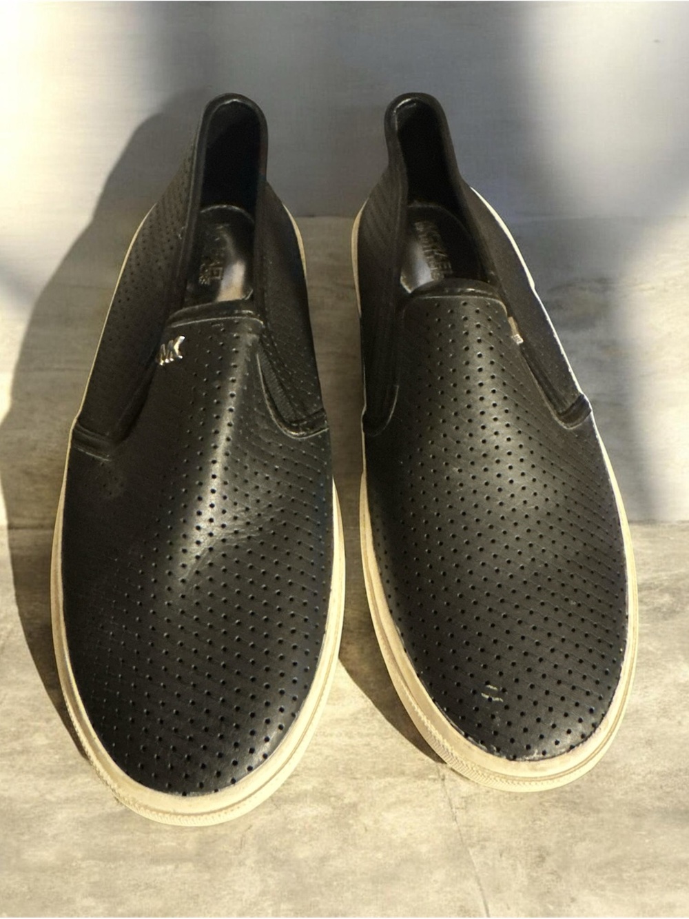 Michael Kors Black Perforated Slip-On Loafers
